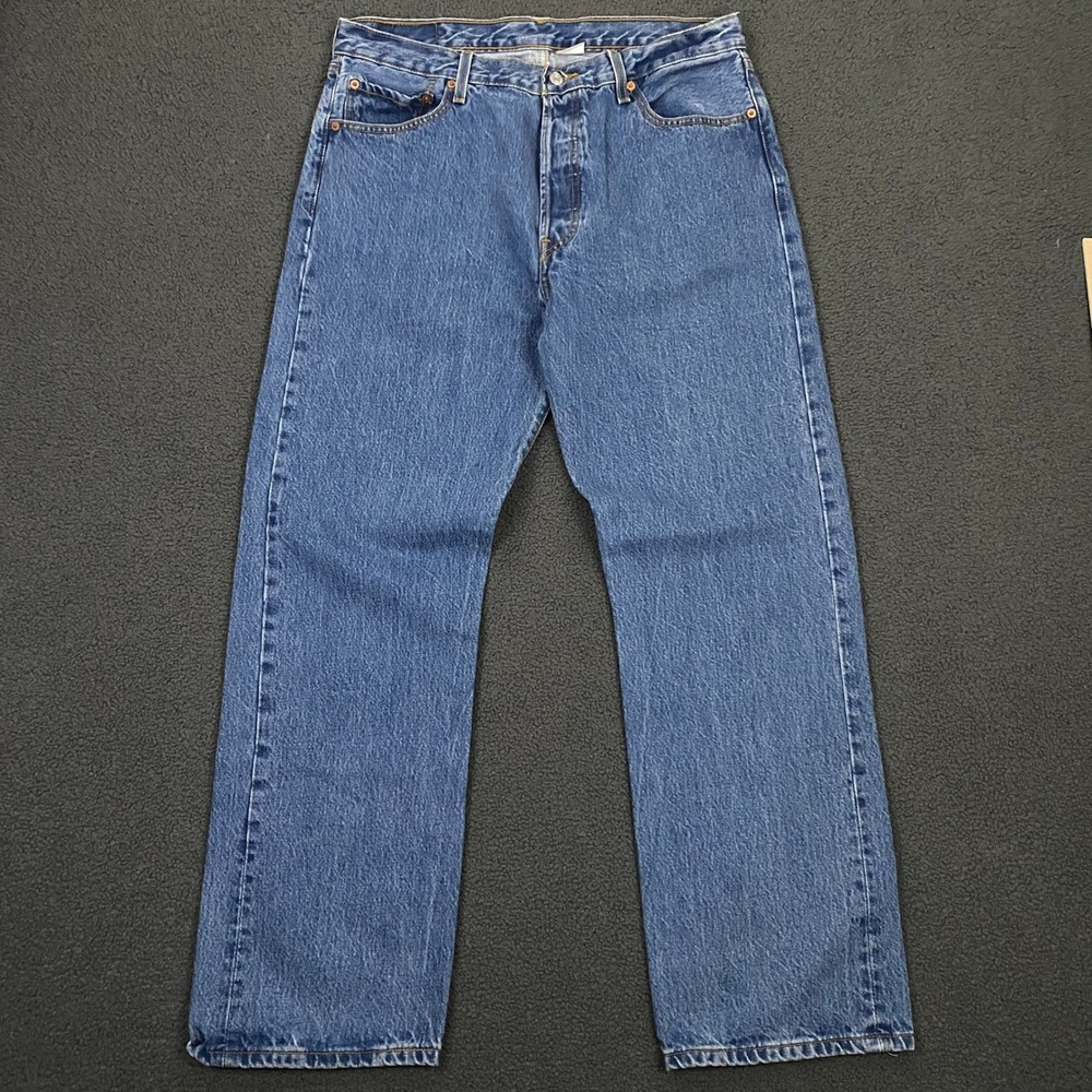Vintage Y2K Levis 501 Jeans FITS 34x32 Blue Button Fly Classic Denim Red Tab